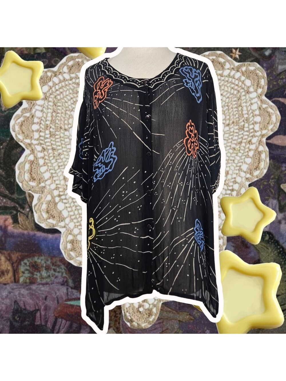 1890s vintage newport news sheer button up XL